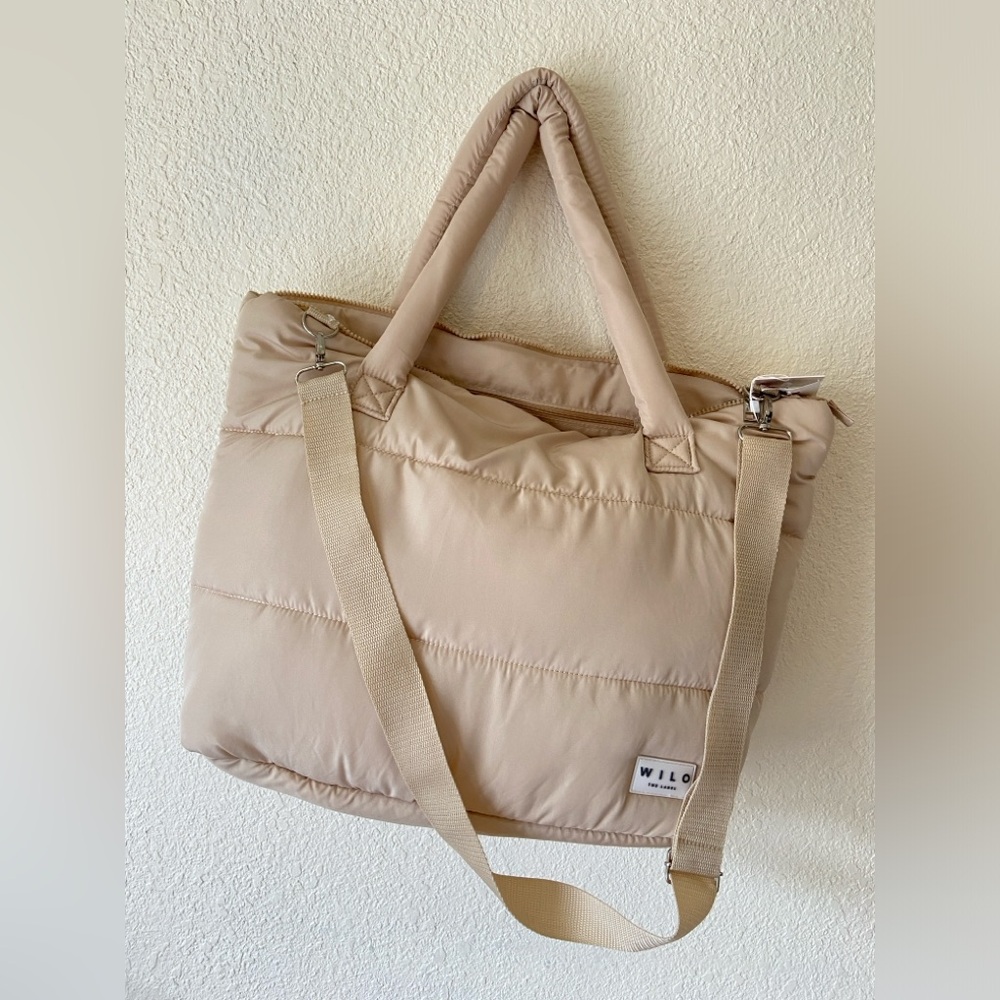 Wilo the Label Beige Puffer Tote Sling Bag Women NWT